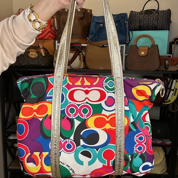 Coach Poppy Colorful Signature Tote with Gold Accents C0993-13839 - Picture 3 of 10